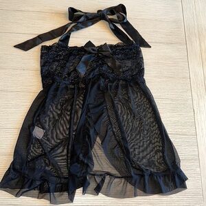 Avid‎ Love Sheer/Lace/Satin Halter Style Chemise Size Large